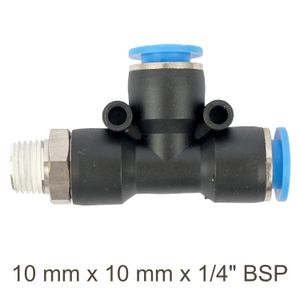 Pu Hose Fitting Tee 10mm X 10mm X 1/4'm
